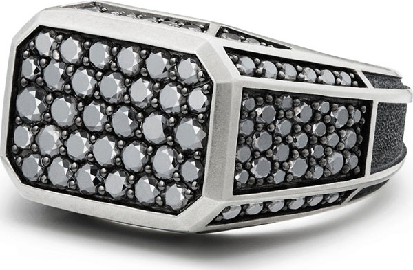 David Yurman Pavé Signet Ring with Black Diamonds
