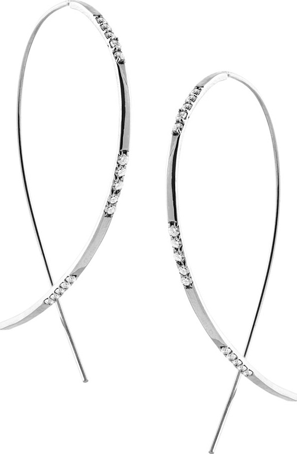 Lana Large Expose Upside Down Hoop Earrings with Diamonds in 14K White Gold
