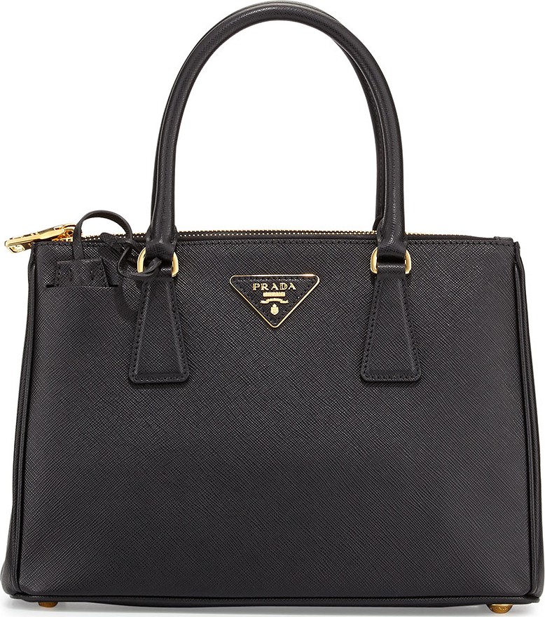 Prada Saffiano Small Lux Double-Zip Tote Bag  Black (Nero)