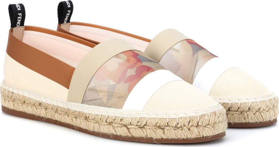 Fendi Canvas and mesh espadrilles