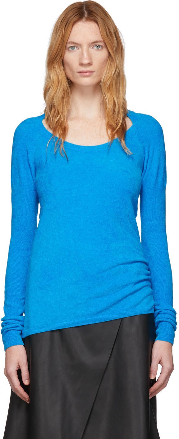 We11done Blue Velvet Round Neck Sweater