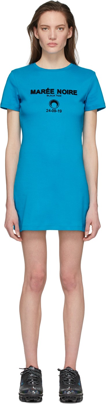 Marine Serre Blue Mini T-Shirt Dress