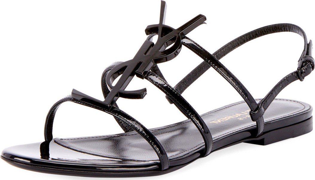 Saint Laurent Cassandra Logo Flat Sandals