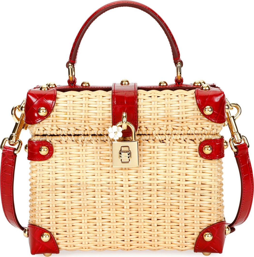 Dolce & Gabbana Wicker and Leather Top-Handle Bag