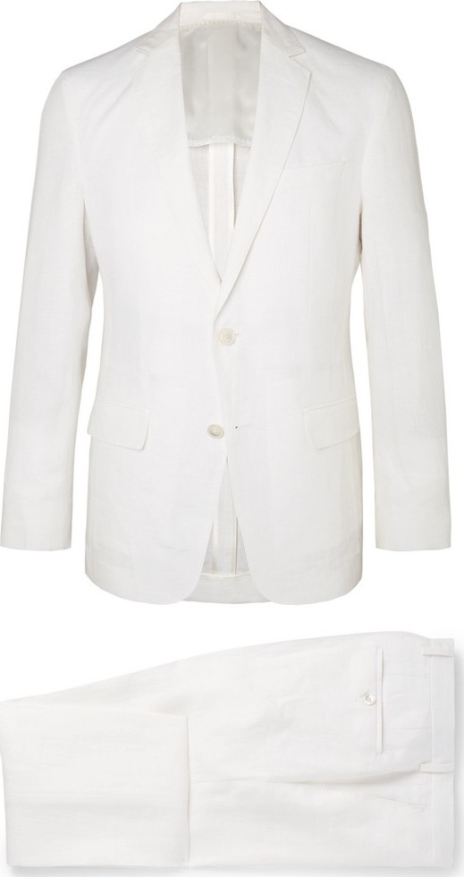 HUGO BOSS White Helford Slim-Fit Unstructured Linen Suit