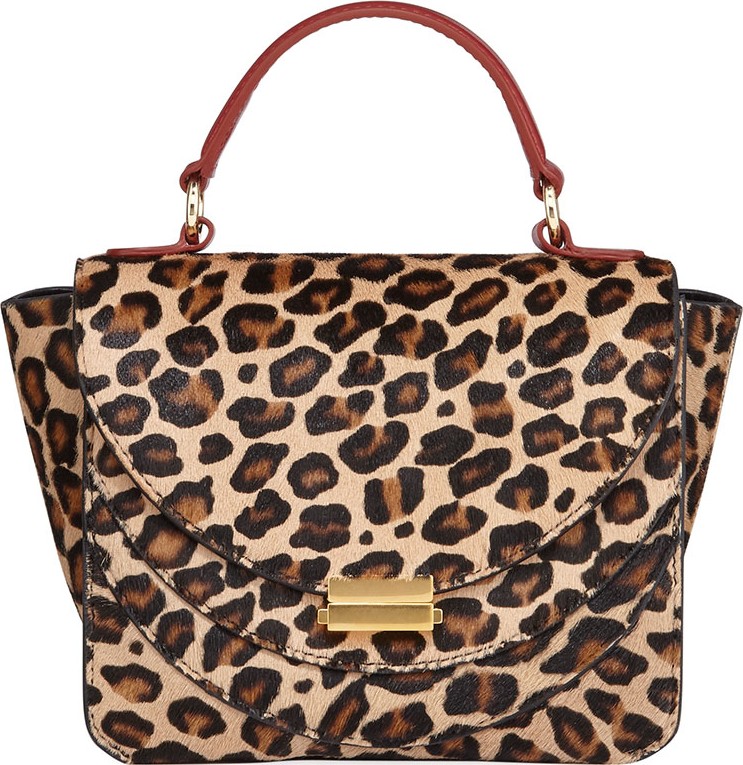Wandler Luna Mini Leopard-Print Calf Hair Top-Handle Bag