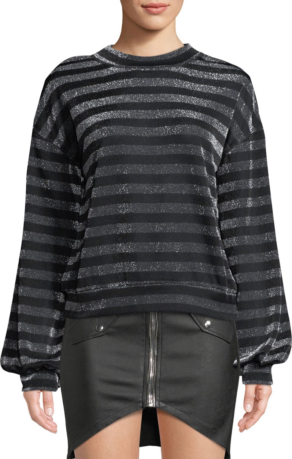 RtA Magnus Striped Metallic Slouchy Sweater