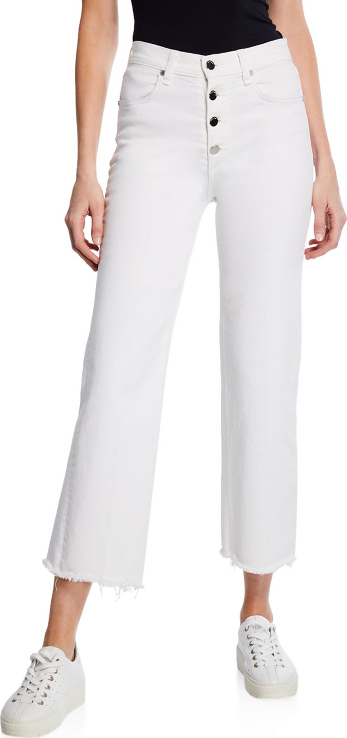 Rag & Bone Justine Cropped Wide-Leg Jeans with Button Fly