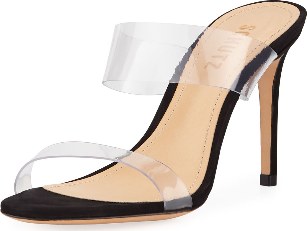 Schutz Ariella Strappy See-Through Vinyl Slide Sandals