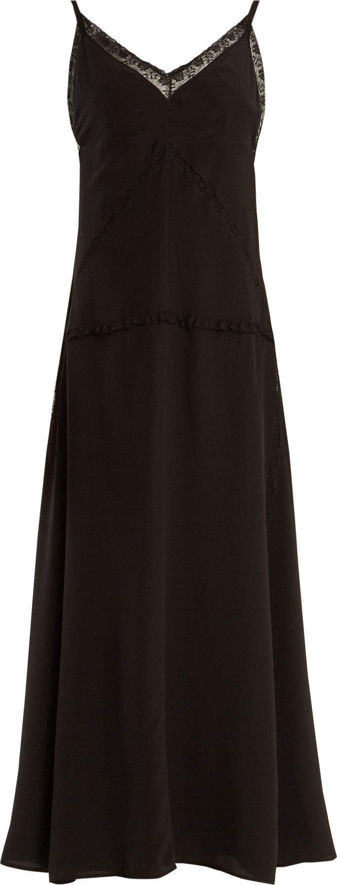 Prada V-neck lace-trimmed silk slip dress
