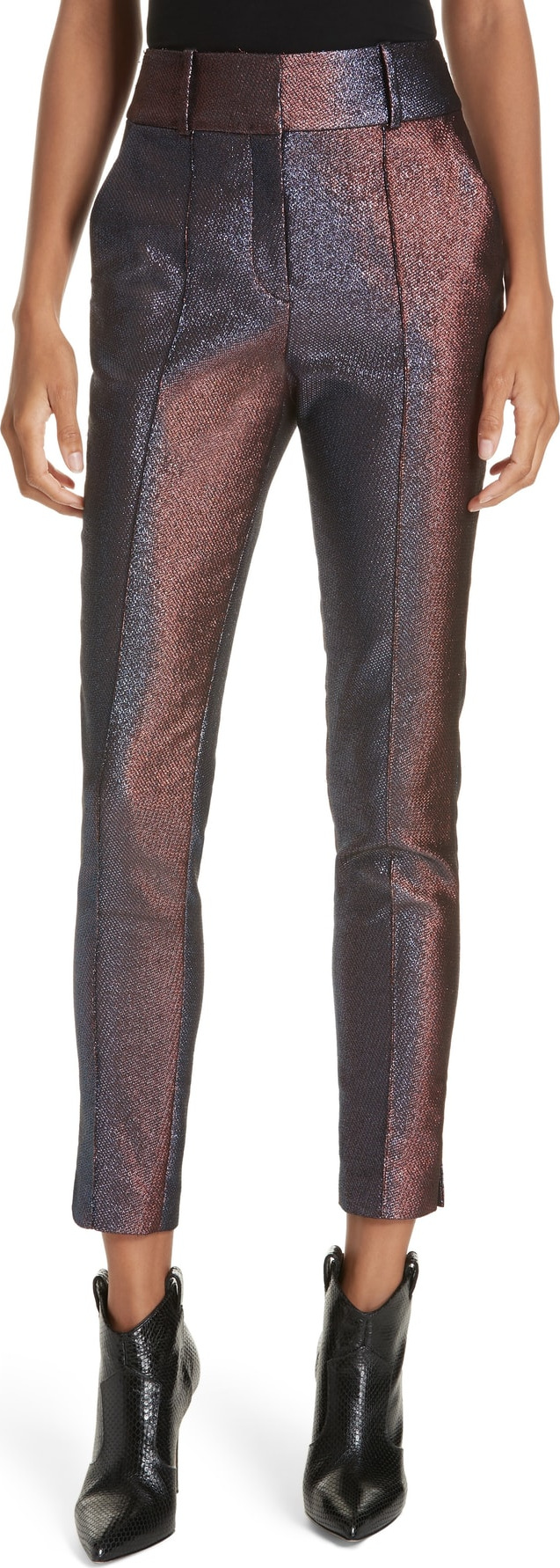 Veronica Beard Lago Metallic Crop Trousers