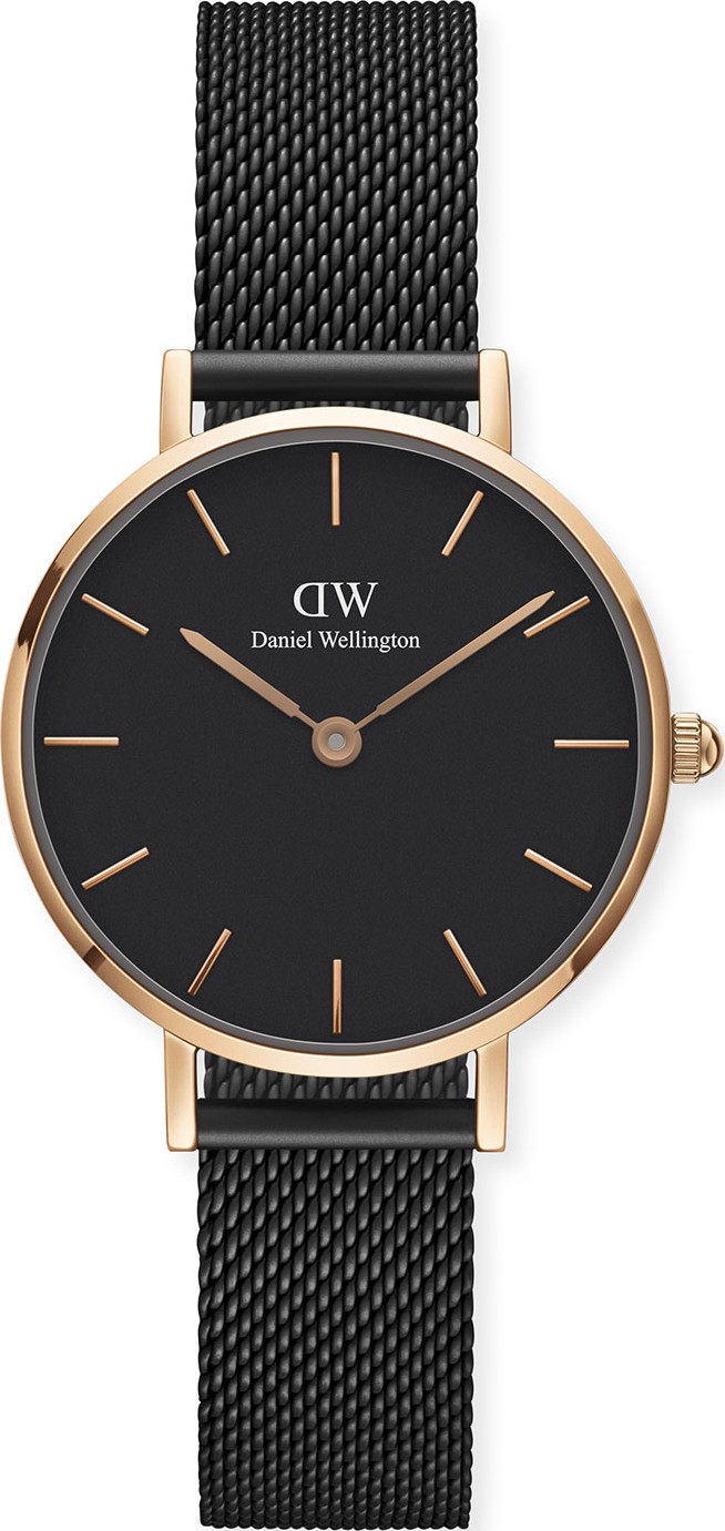 Daniel Wellington 28mm Classic Petite Ashfield Bracelet Watch, Black/Rose-Golden