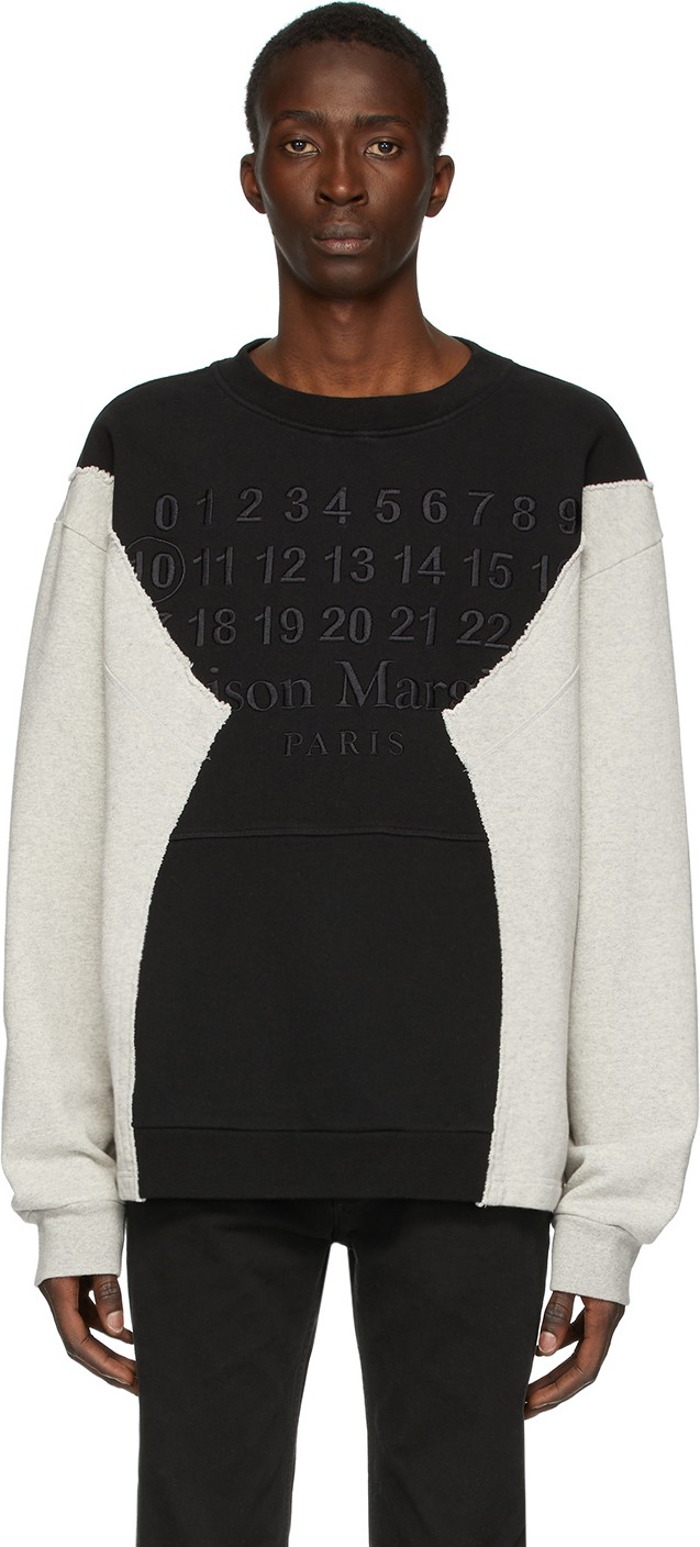 Maison Margiela Grey & Black Embroidered Logo Sweatshirt
