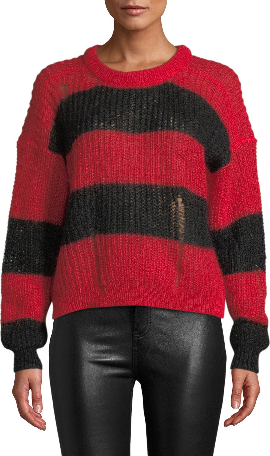 Zadig & Voltaire Gaby Striped Distressed Mohair Sweater