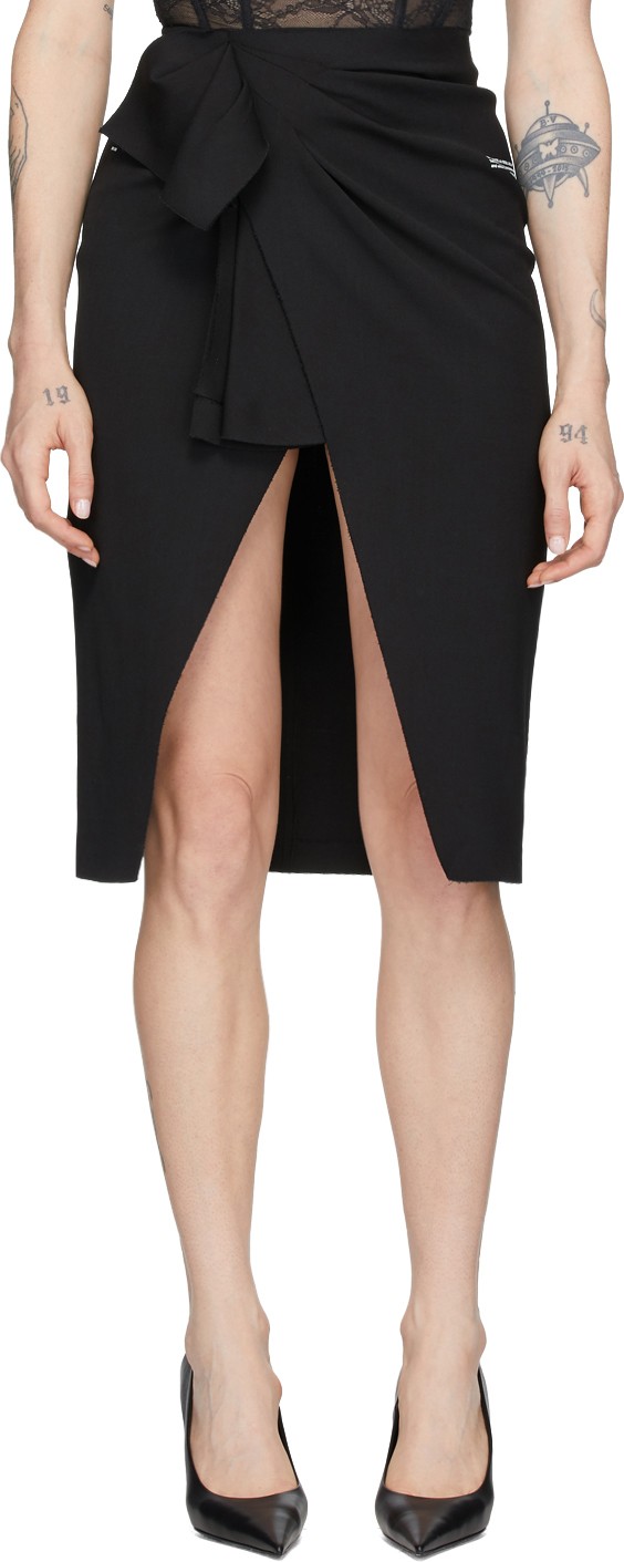 Off White Black Logo Wrap Skirt