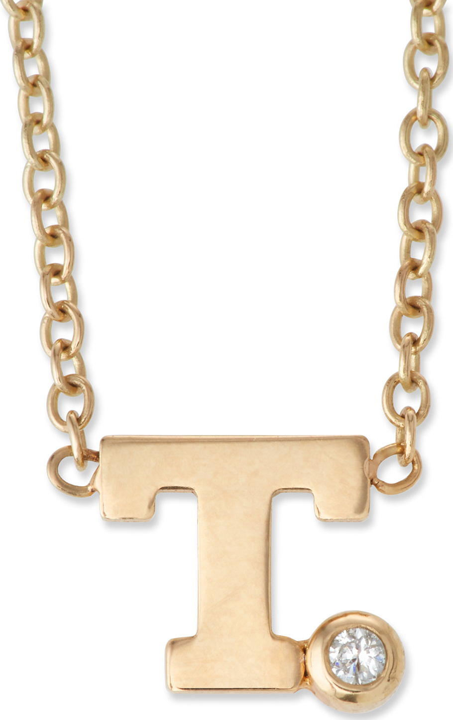 Zoe Chicco Pavé Initial Pendant Necklace with 0.01 Diamond