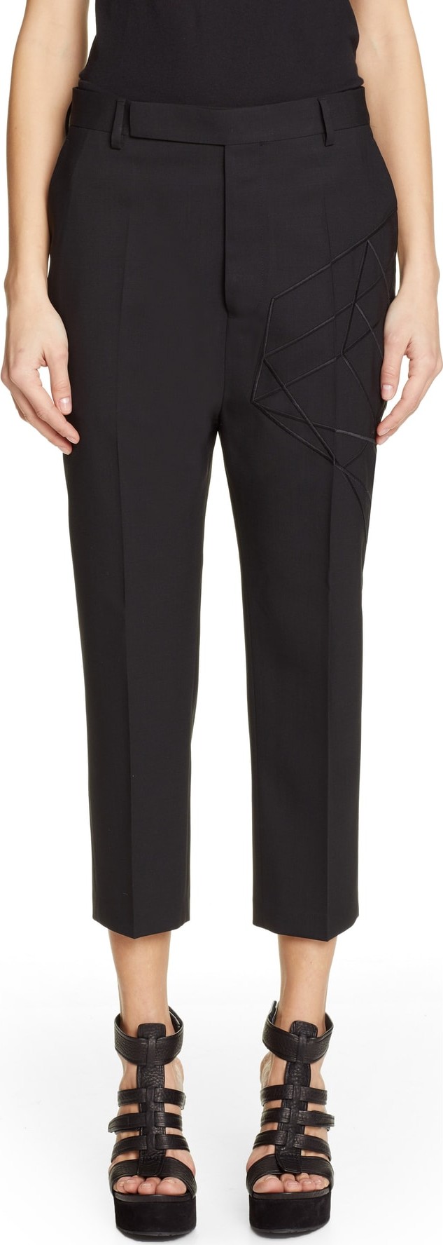 Rick Owens Astaire Crop Stretch Wool Pants