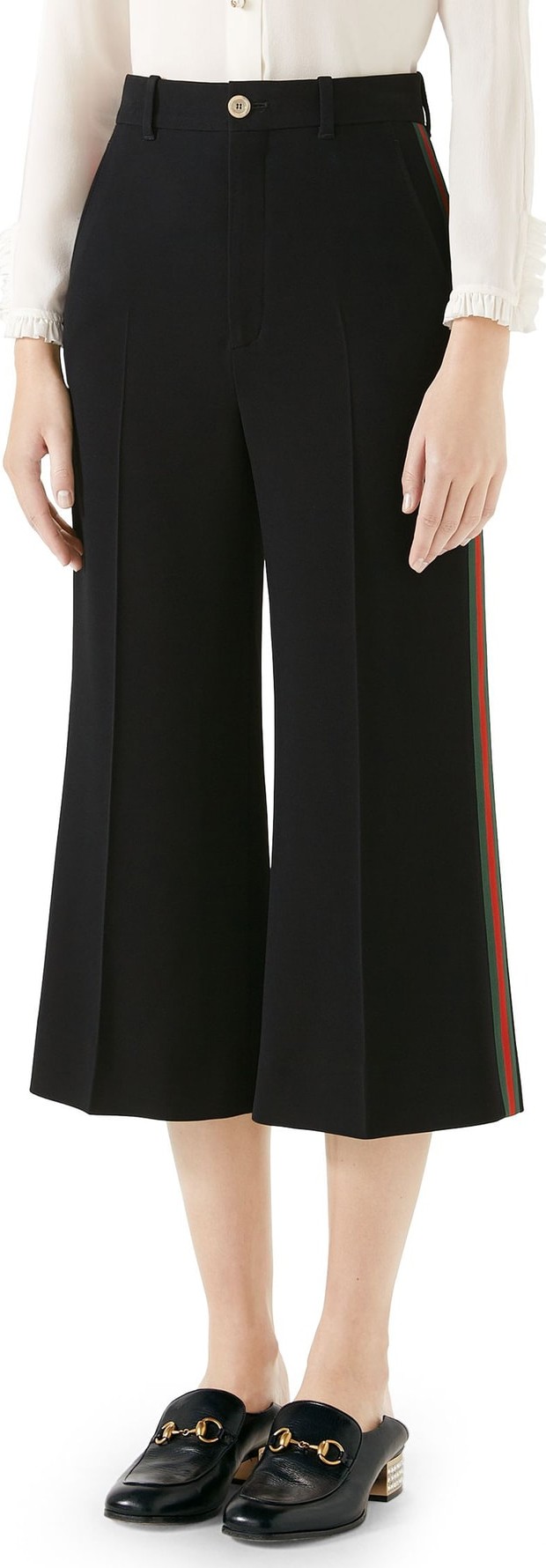 Gucci Side Stripe Cady Wide Leg Crop Pants