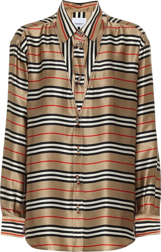 Burberry London England Striped silk layered shirt