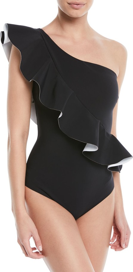 La Petite Robe di Chiara Boni Atlante One-Shoulder One-Piece Swimsuit with Double-Face Ruffle La Petite Robe di Chiara Boni Atlante One-Shoulder One-Piece Swimsuit with Double-Face Ruffle