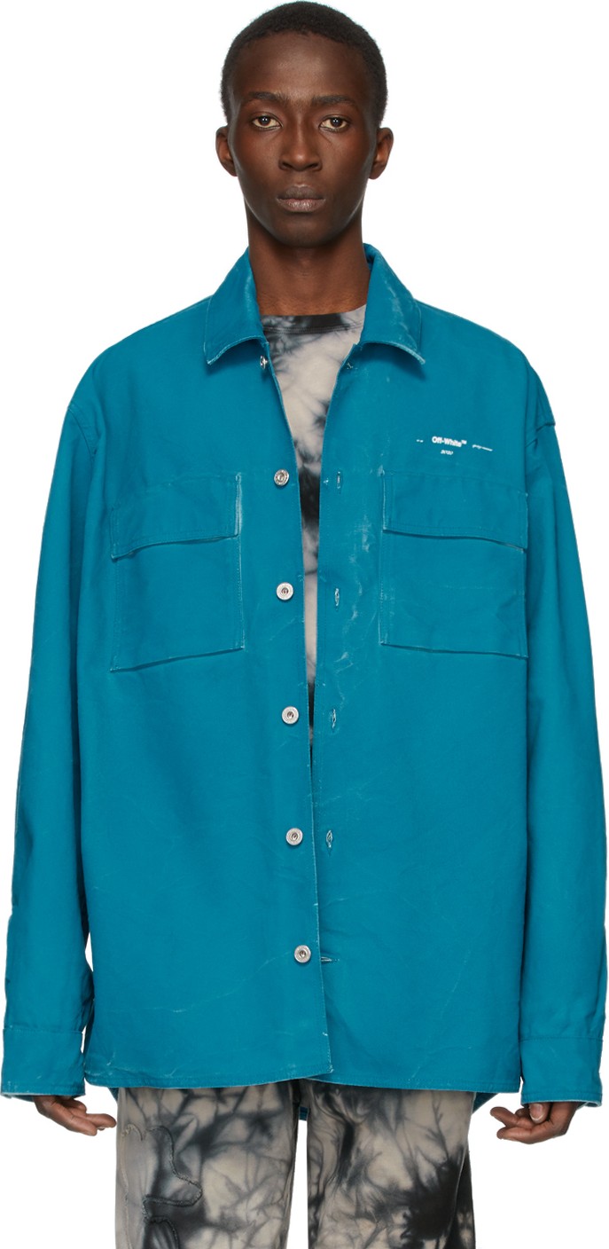 Off White Blue Denim Arrows Over Shirt