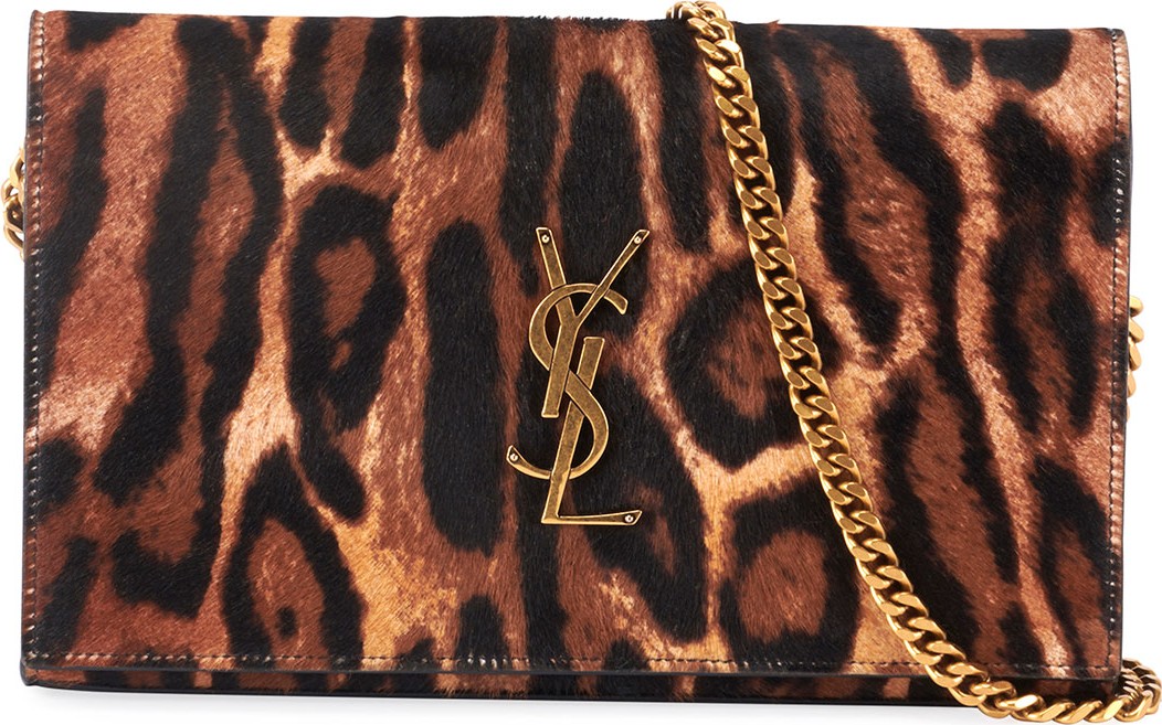 Saint Laurent Monogram YSL Leopard-Print Wallet On Chain