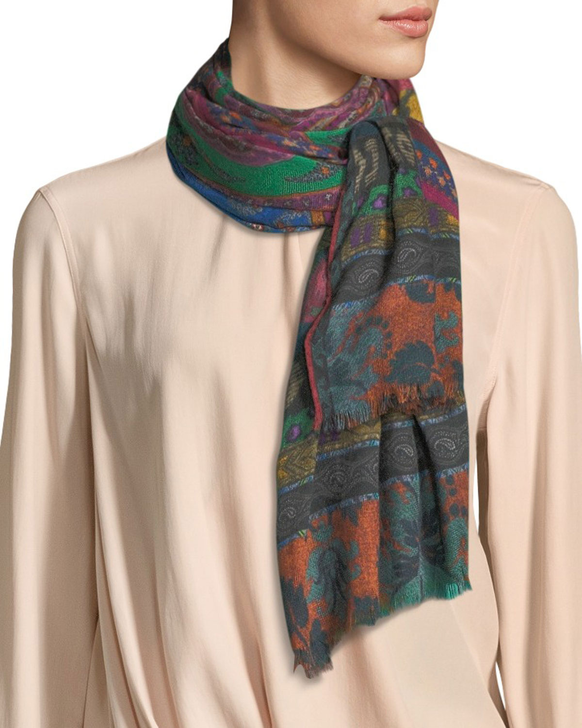 Etro Dehly Ribbon Mandala Collage Print Scarf