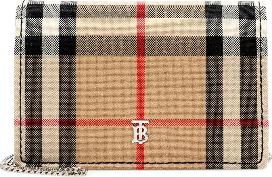 Burberry London England Checked canvas card holder