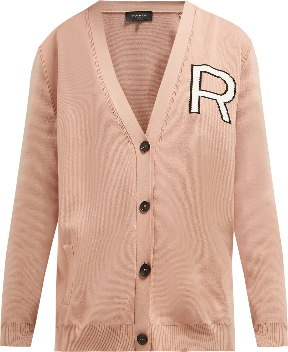 ROCHAS Logo-intarsia R cotton cardigan