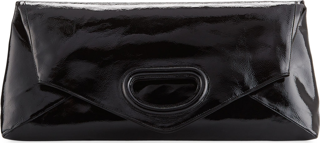 Dries Van Noten Oversize Fold-Over Patent Clutch Bag