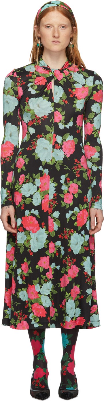 Erdem Black & Pink Nolene Dress