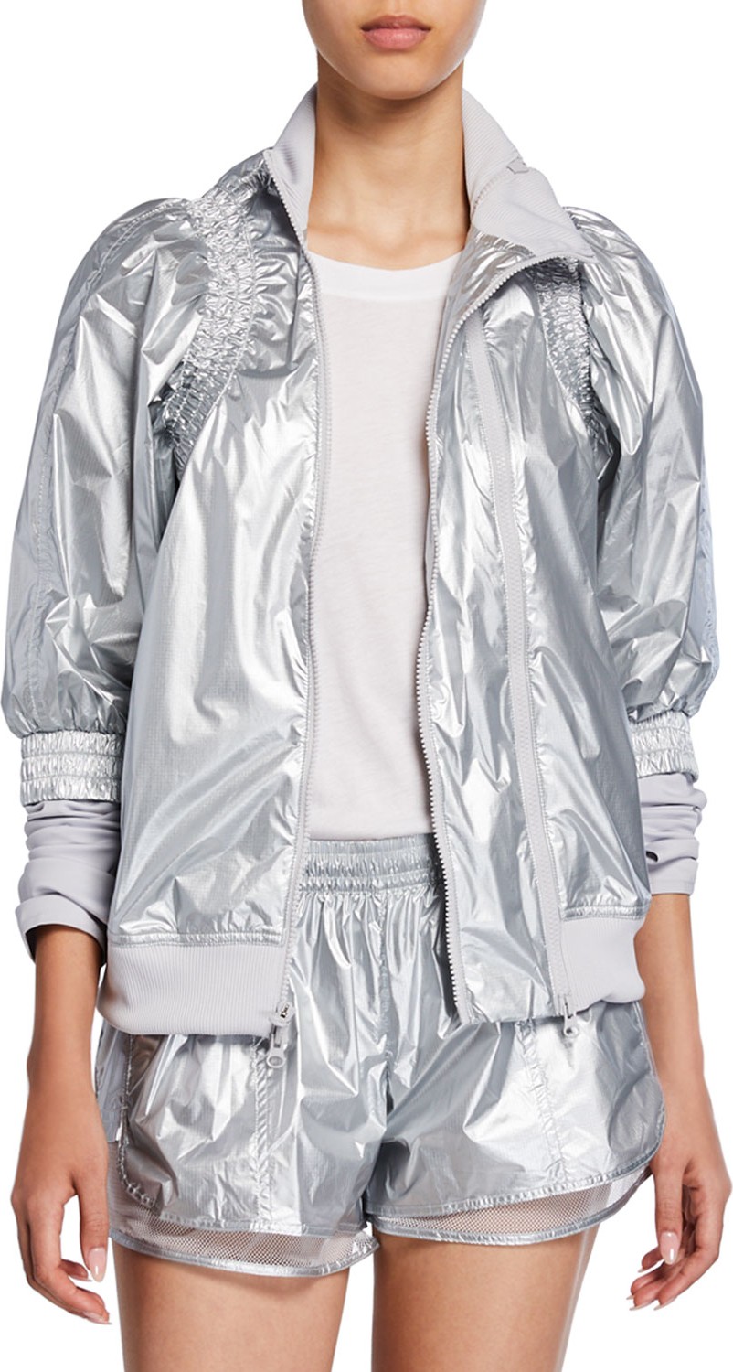 Adidas By Stella McCartney Metallic Zip-Front Running Jacket
