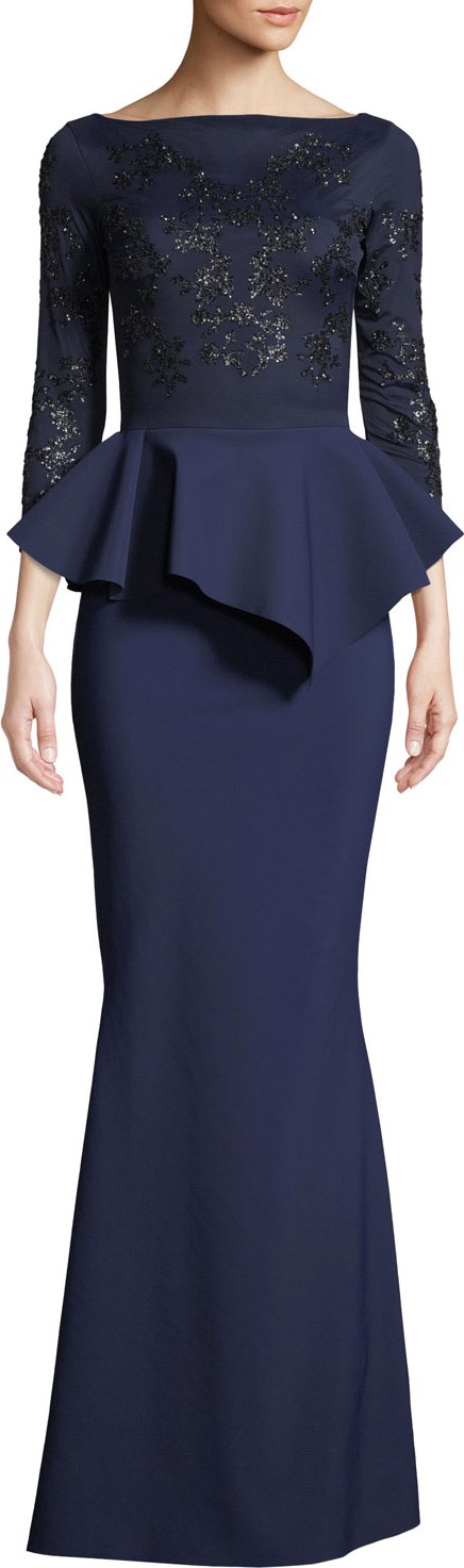 La Petite Robe di Chiara Boni Alegria Embellished Peplum Gown