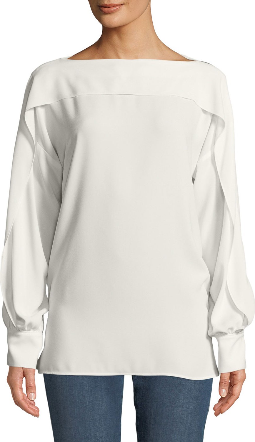 Escada Ruffled Long-Sleeve Blouse