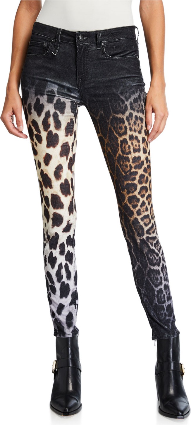 R13 Alison Leopard-Print Skinny Jeans