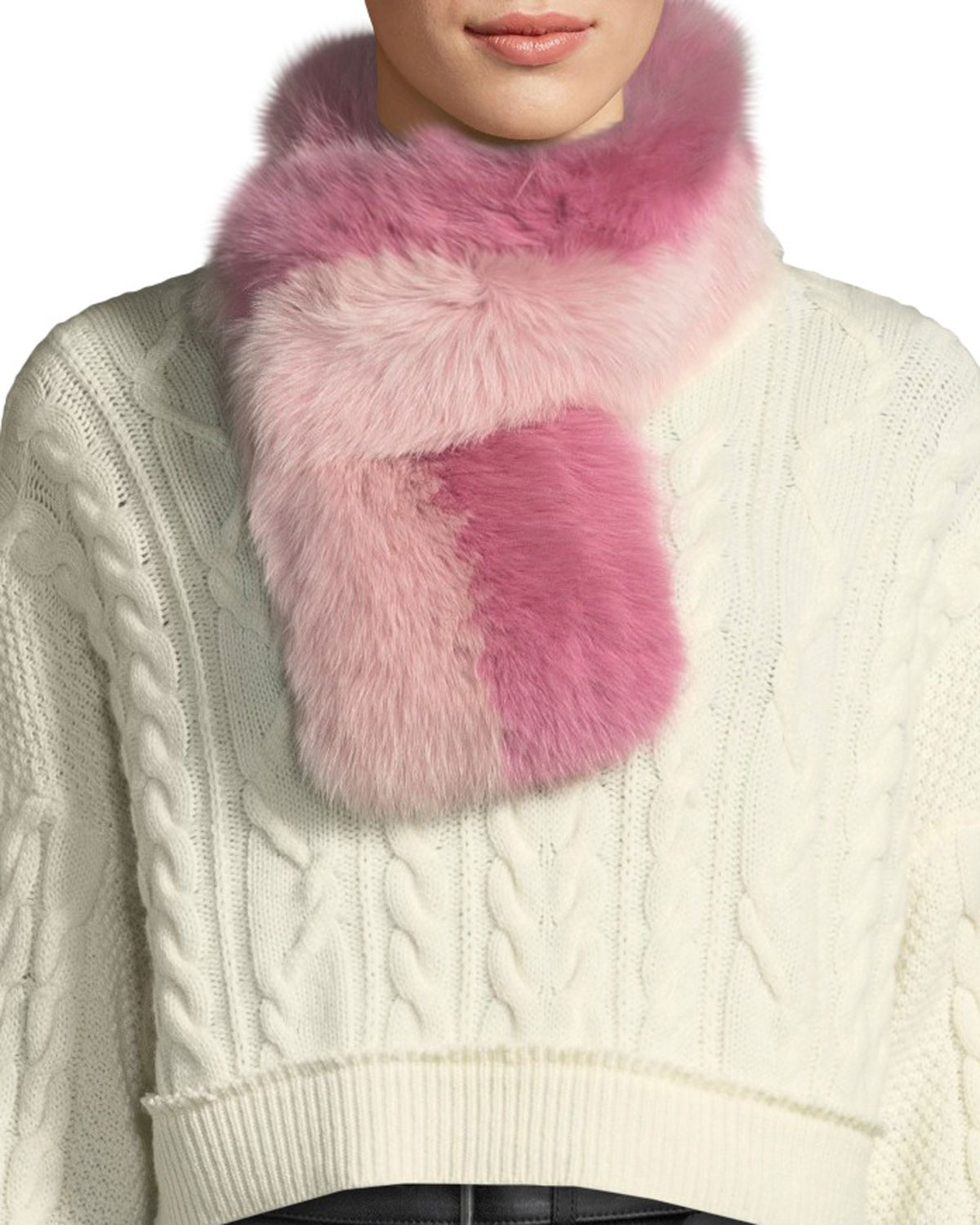 Charlotte Simone Cuddle Cuff Two-Tone Fur Scarf