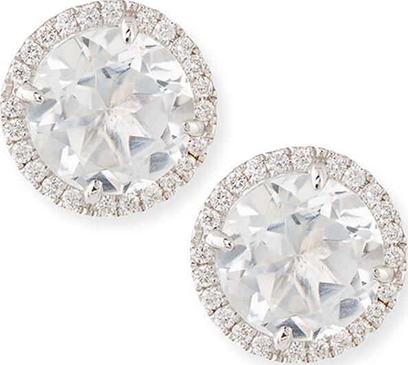 Frederic Sage White Topaz & Diamond Stud Earrings