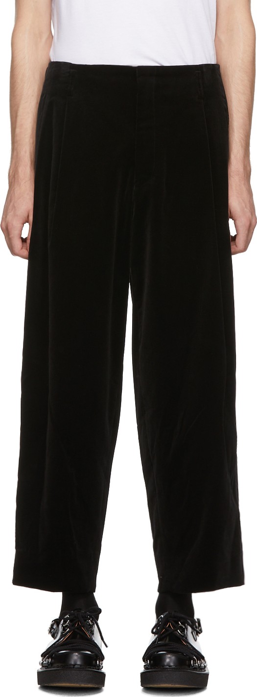 Comme Des Garçons Homme Plus Black Velveteen & Satin Trousers