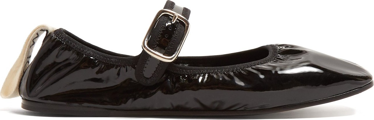 LOEWE Logo-tab patent-leather flats
