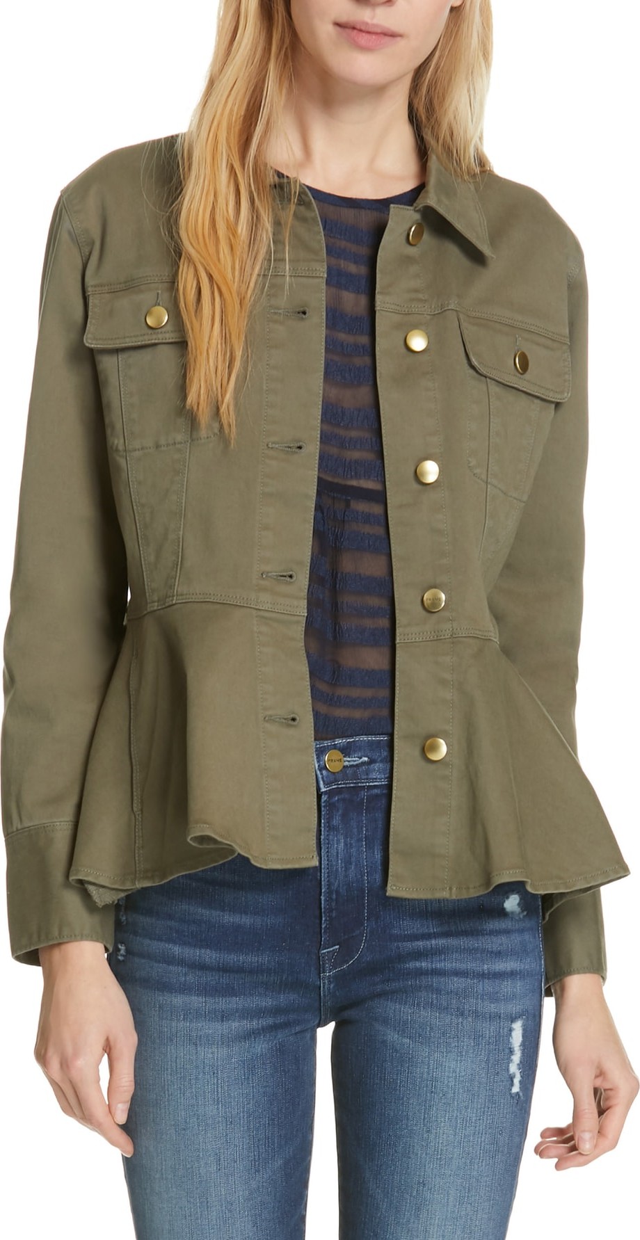 FRAME DENIM Flounce Hem Jacket