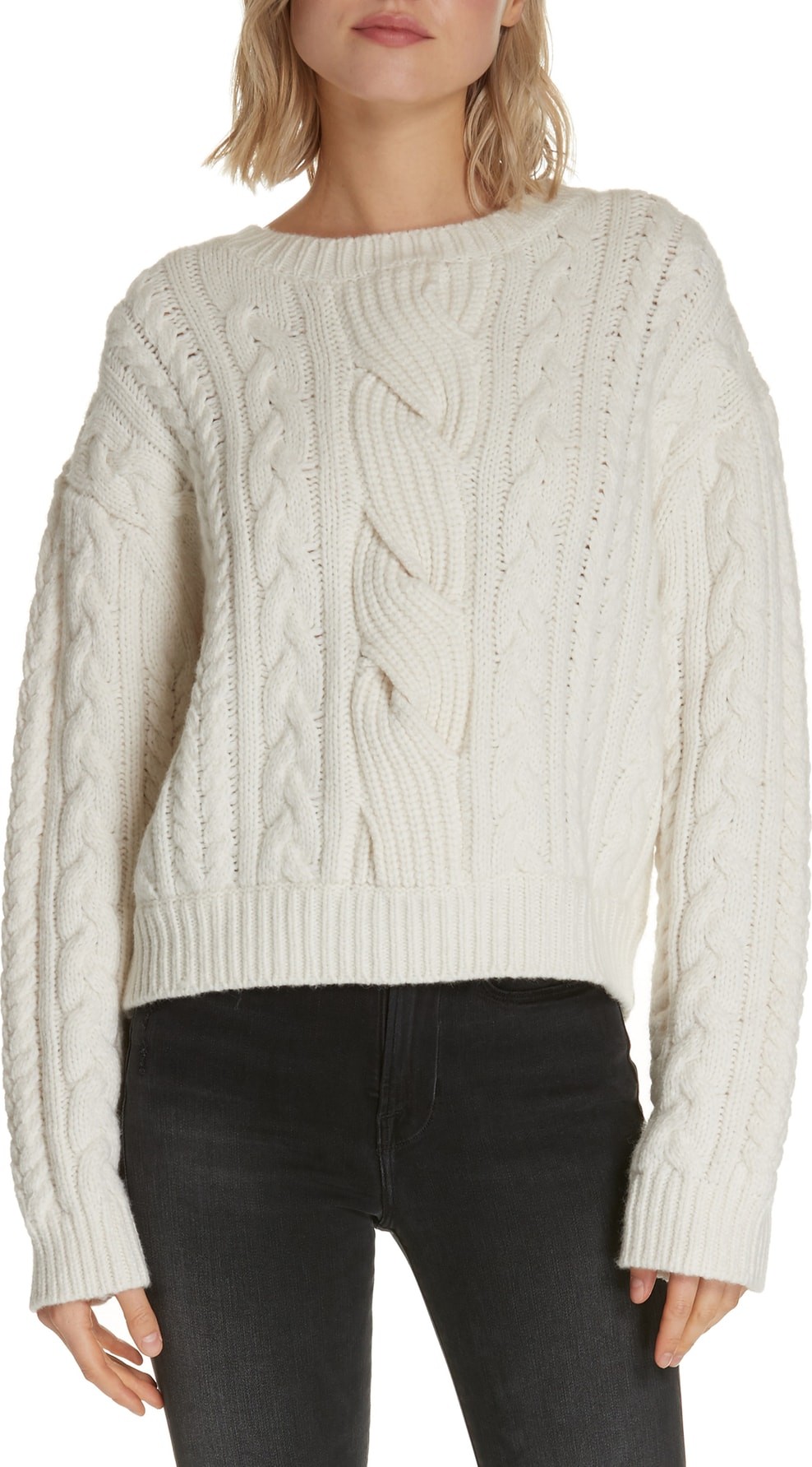 FRAME DENIM Cable Knit Wool Blend Sweater