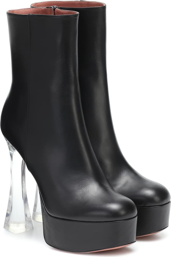 Amina Muaddi Duaglass leather ankle boots