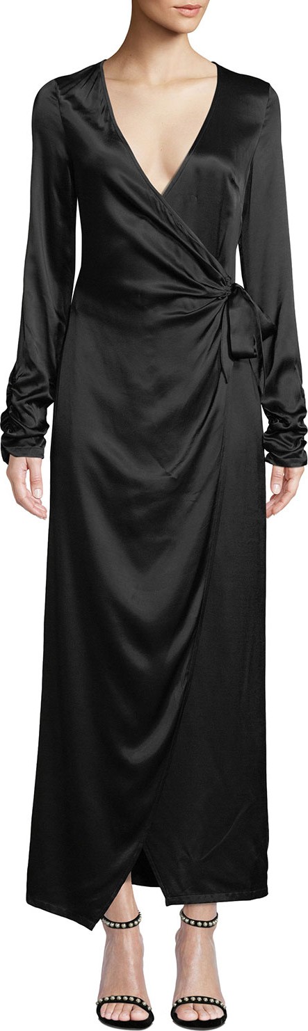 Donna Mizani Austen Long-Sleeve Maxi-Length Wrap Dress