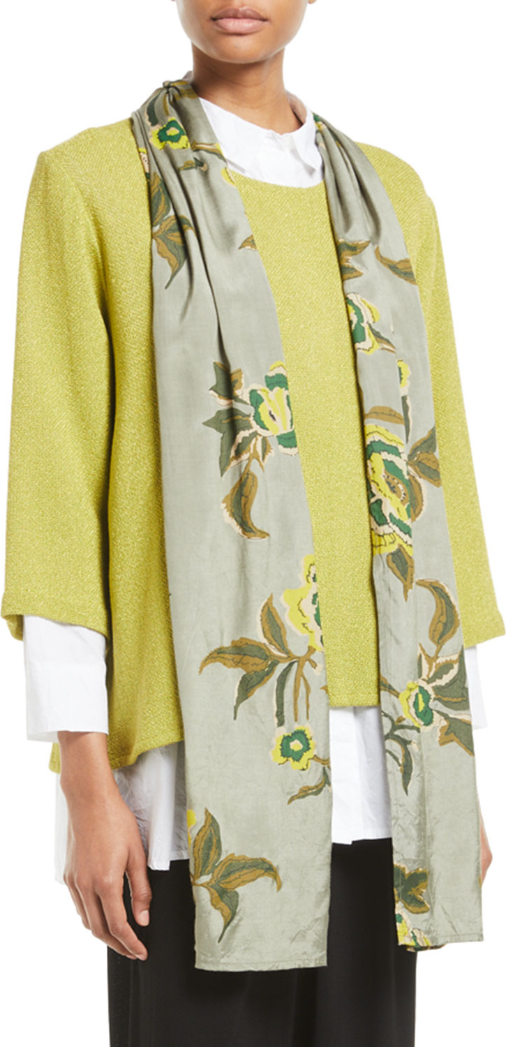 Masai Along Rose-Print Shantung Scarf