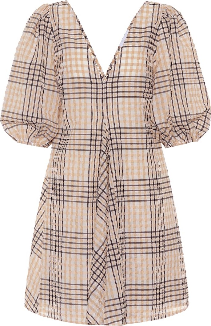 Ganni Cotton-blend seersucker minidress