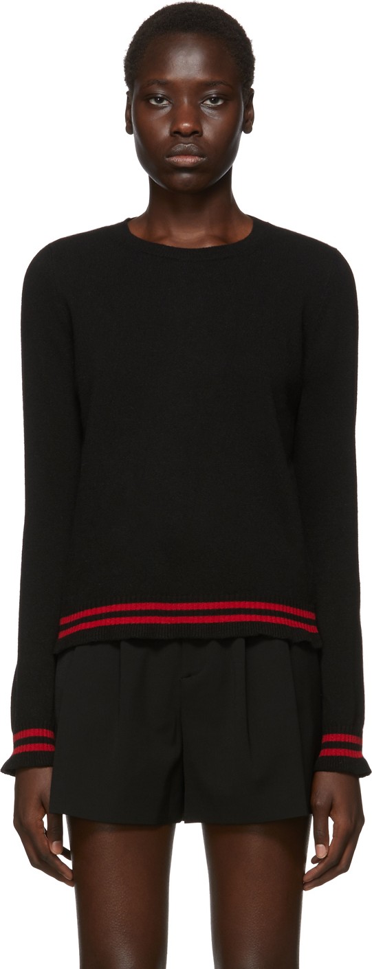 RED Valentino Black Ruffled Sleeves Sweater