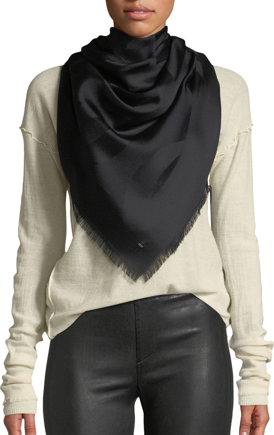 Saint Laurent YSL Jacquard Silk Scarf