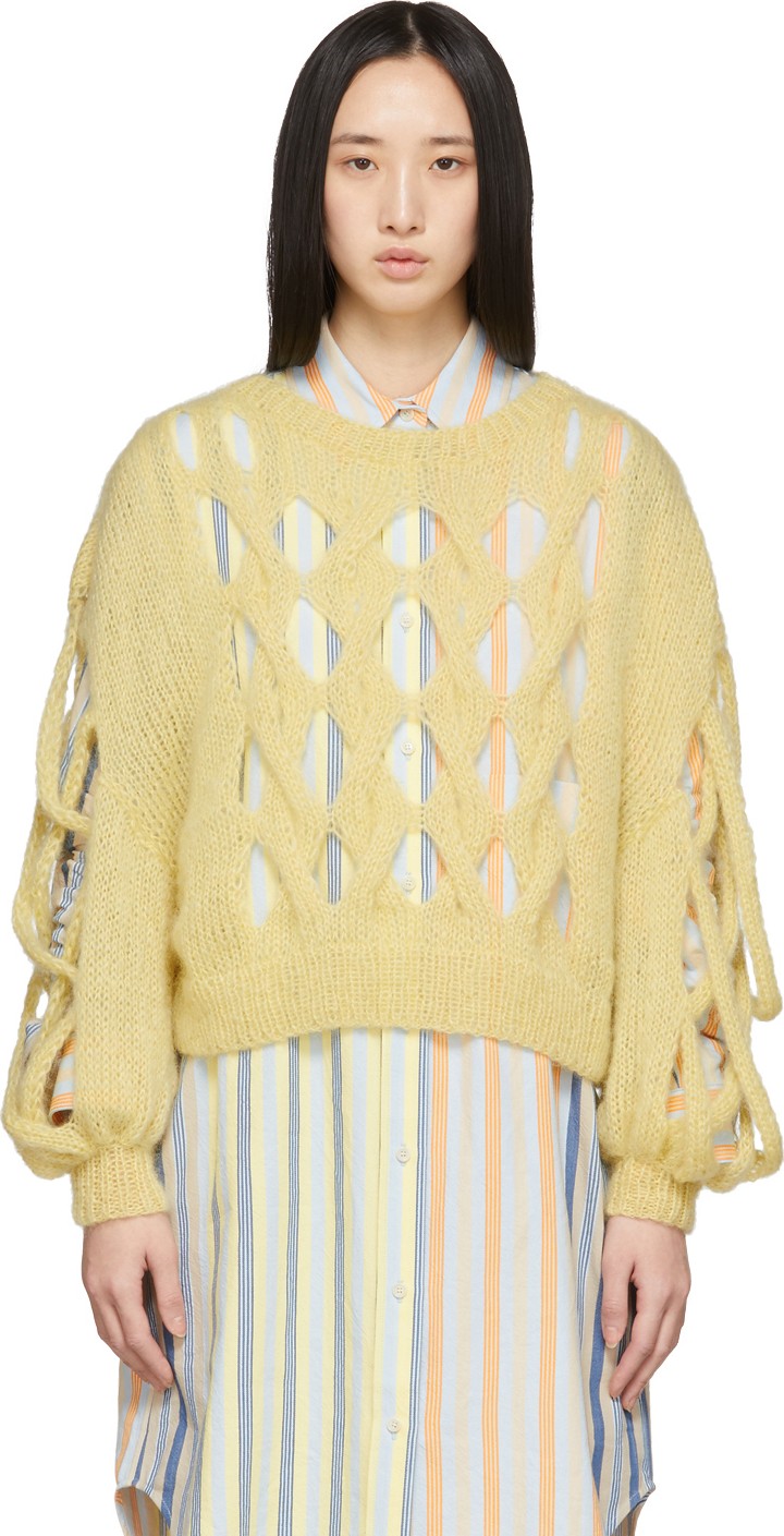 LOEWE Yellow Mohair Mesh Sweater