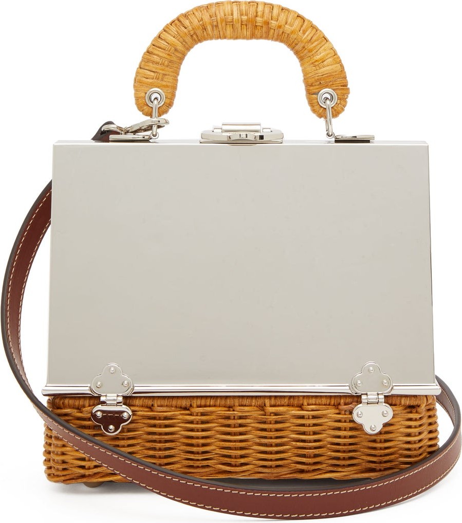 RODO Sixty-six small wicker & metal box bag