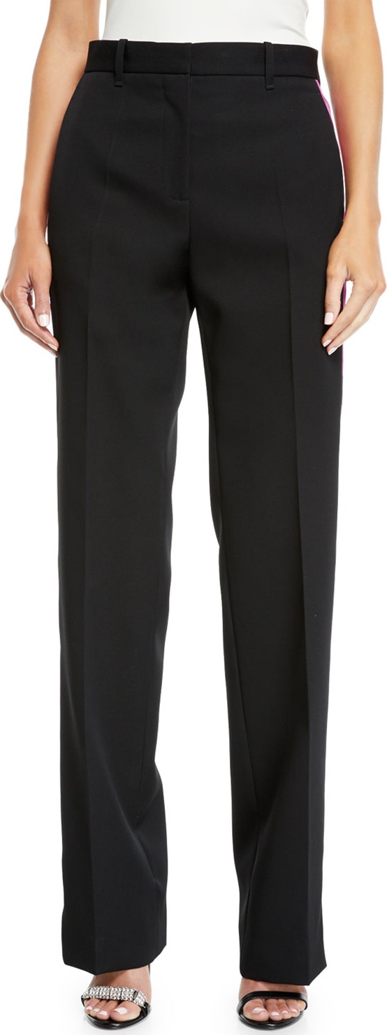 Calvin Klein 205W39NYC Side-Stripe Straight-Leg Wool/Silk Pants